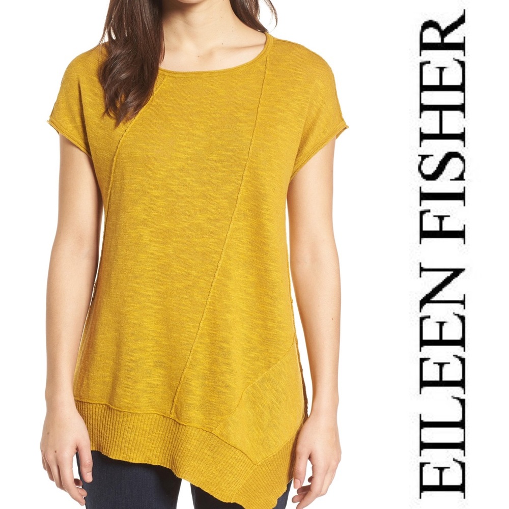 EILEEN FISHER Asymmetric Women Short Sleeve Top M - Picture 1 of 9
